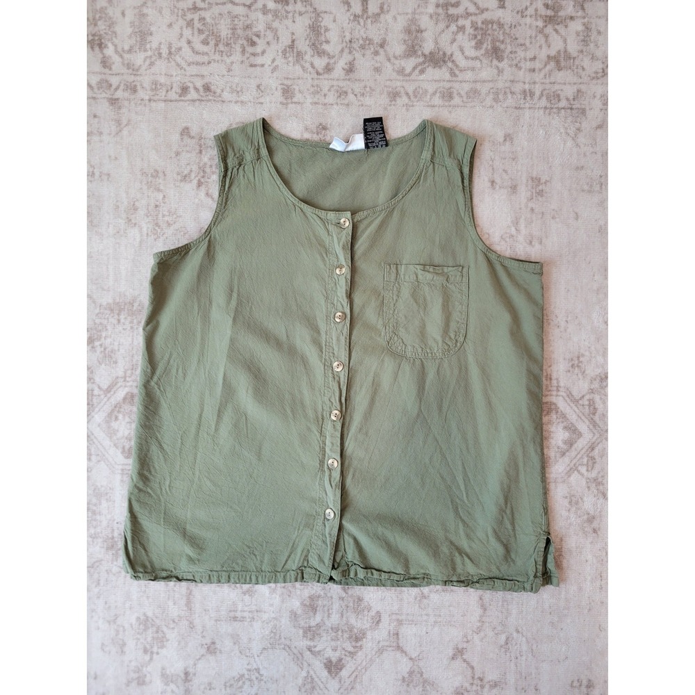 Erika II & Co Vintage 100% Linen Button-Up Tank‎ – Women's 2X